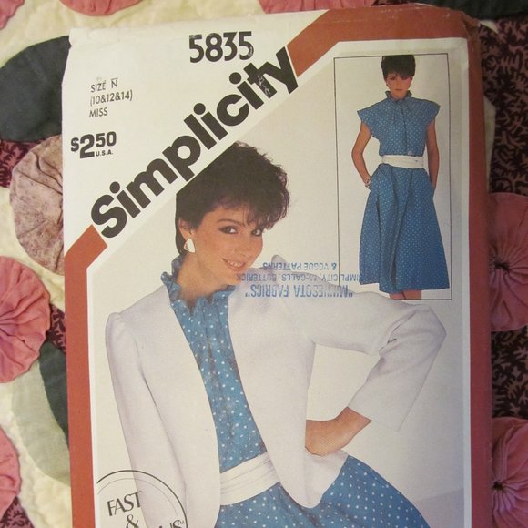 Vtg 1980s Simplicity Sewing Pattern DRESS & JACKET 5835 Size 10,12,14 - Picture 2 of 14